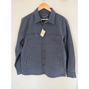 Faherty Mens Unlined Cotton CPO Shirt Jacket Navy Blue NWT Large Button Up $168